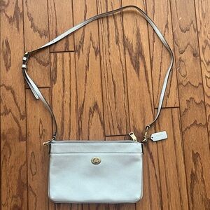 Coach Metallic Silver Crossbody Bag with Gold Hardware